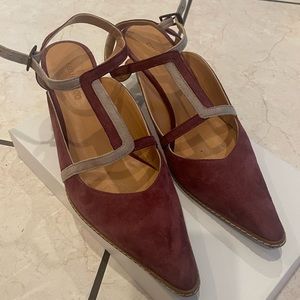 Sundance Montmartre Shoes, Suede, Wine/Beige, Size 40, Worn Once, Box Included